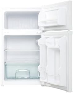 Danby Designer Two Door Mini Fridge, White with separate freezer compartment