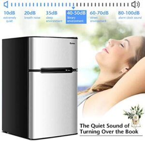 Costway Compact Refrigerator, 3.2 cu ft with reversible door and removable glass shelves