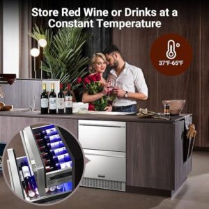 BODEGACOOLER 24 Inch Outdoor Beverage Refrigerator – Stainless Steel Under Counter Fridge for Home, Office, and Patio