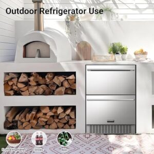 BODEGACOOLER 24 Inch Outdoor Beverage Refrigerator – Stainless Steel Under Counter Fridge for Home, Office, and Patio