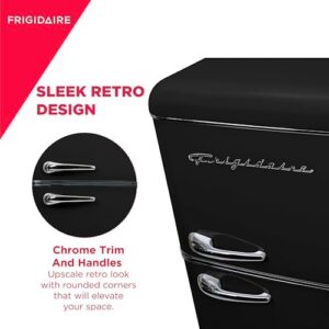 Frigidaire EFR756-BLACK Retro Refrigerator with Chrome Handles and Top Freezer