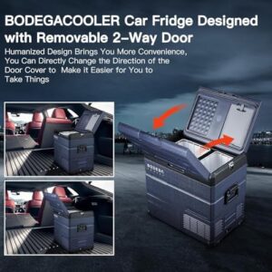 BODEGACOOLER 12 Volt Car Refrigerator, portable fridge for travel, dual-zone cooling, RV freezer