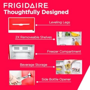 Frigidaire Retro Compact Fridge in Red, 3.2 cu ft, ideal for offices, bedrooms, dorm rooms, or cabins