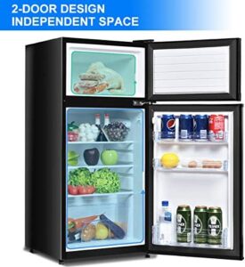 Safeplus 3.4 cu ft. Compact Refrigerator, Mini Fridge with Freezer and Shelves for Dorm Bedroom