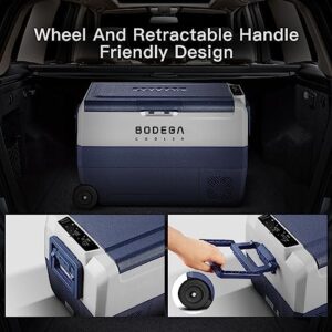 BODEGACOOLER 12 Volt Portable Refrigerator - Dual Zone Cooling and Freezing for Travel, RV, and Camping