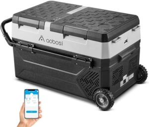 AAOBOSI 12 Volt Car Refrigerator - Portable Electric Cooler for Camping, Travel, and RV Use