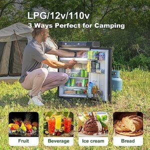 SMETA Propane Refrigerator Freezer, 3.5 Cu.Ft, RV Camper Fridge, Black