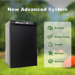 SMETA Propane Refrigerator Freezer, 3.5 Cu.Ft, RV Camper Fridge, Black