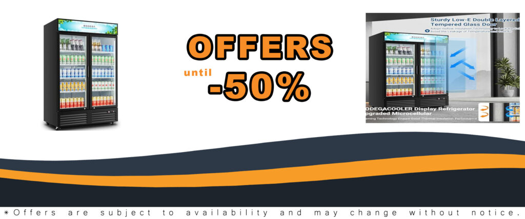 BODEGACOOLER Commercial Merchandiser Refrigerator with LED Light and Adjustable Shelves