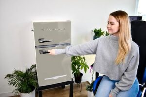 Frigidaire EFR840-Cream Retro Mini Fridge with Freezer and Bottle Opener