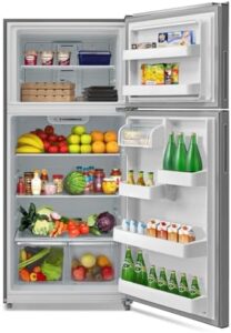 18.0 cu ft refrigerator in modern kitchen setting, showcasing sleek design and spacious interior