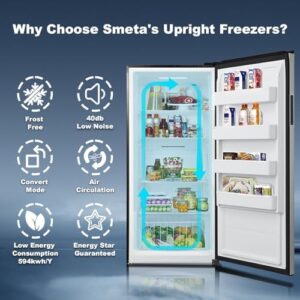 SMETA Upright Freezer, 21.8 Cu. Ft, Convertible Freezer Refrigerator for Garage and Kitchen
