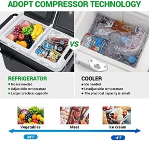 F40C4TMP 12 Volt Portable Refrigerator, 64 Quart Dual Zone Car Freezer with Temperature Control