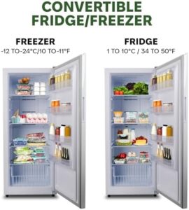 Hamilton Beach HZ8971 Upright Convertible Fridge/Freezer with Frost Free, Reversible Door, and LED Light