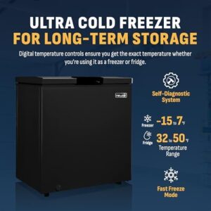 Newair 5 Cu. Ft. Mini Deep Chest Freezer and Refrigerator in Black with Digital Temperature Control