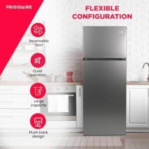 Frigidaire 7.5 cu ft top mount garage-ready fridge with adjustable shelves and energy-efficient features