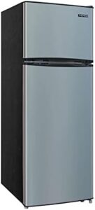 Thomson TFR725 Refrigerator with Freezer and Chrome Corners, Platinum Stainless
