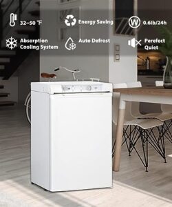 Techomey RV Propane Refrigerator with Freezer 3.5 Cu.Ft, perfect for RVs, campers, and trucks, featuring silent operation and versatile power sources.