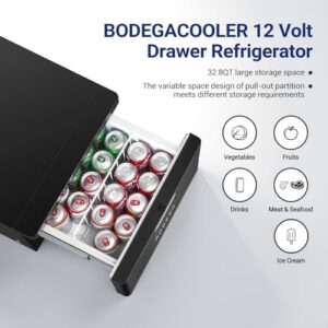 BODEGACOOLER 12 Volt RV Refrigerator, 33 Quart Drawer Fridge, Portable Cooling Solution for Outdoor Adventures