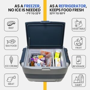 Koolatron 12 Volt Portable Freezer Refrigerator with Bluetooth Controls, 42 qt (40L) Electric Cooler, Gray