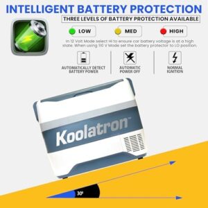 Koolatron 12 Volt Portable Freezer Refrigerator with Bluetooth Controls, 42 qt (40L) Electric Cooler, Gray
