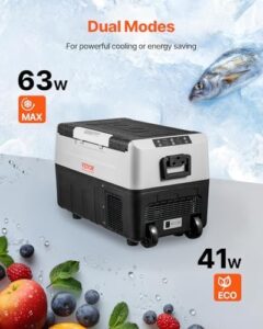 VEVOR Car Refrigerator 12V portable fridge with dual-zone cooling system for camping and travel