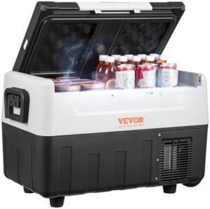 VEVOR Car Refrigerator 12V portable fridge with dual-zone cooling system for camping and travel
