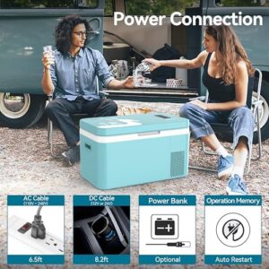 Megiu 12 Volt Car Refrigerator Dual Zone 25 Quart Portable Freezer for Truck, Van, RV, SUV, and Home Use  