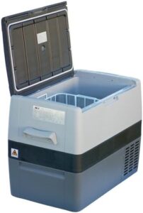 BLACK & GRAY Refrigerator/Freezer with 60-liter capacity and turn dial switch