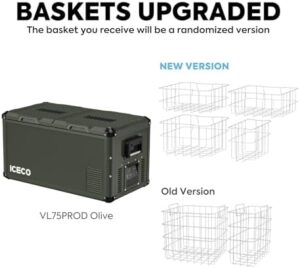 ICECO VL75 ProD 12V Refrigerator, Portable Freezer Fridge with AC/DC, 75L Capacity, Olive Green Special Edition  