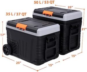 50 Liter Portable Freezer with Wheels for Travel, Camping, and Outdoor Adventures