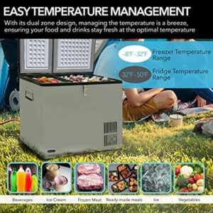 Whynter FM-62DZ Dual Zone Portable Refrigerator/Freezer, 62-Quart, Gray - Ideal for outdoor adventures and road trips