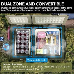 Whynter FM-62DZ Dual Zone Portable Refrigerator/Freezer, 62-Quart, Gray - Ideal for outdoor adventures and road trips