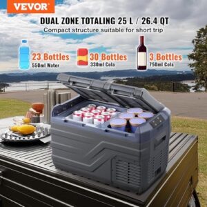 VEVOR Car Refrigerator - Portable Dual Zone Freezer for Camping and Road Trips