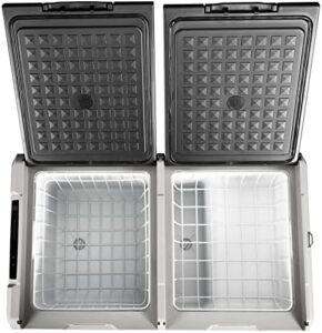 VEVOR 12 Volt Refrigerator 80 Qt, Dual Zone Car Fridge Freezer with Wheels and App Control  