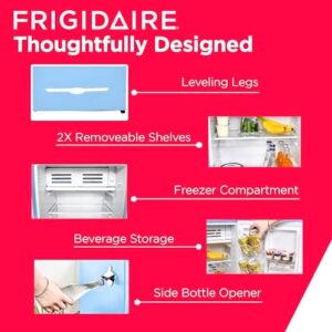 Frigidaire EFR376-BLUE 3.2 Cu Ft Blue Retro Bar Fridge with Side Bottle Opener in a stylish retro blue design  