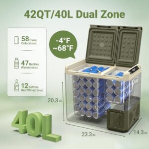 BODEGACOOLER 12V Portable Refrigerator with dual-zone functionality, app control, and versatile power options for camping, travel, and home use  