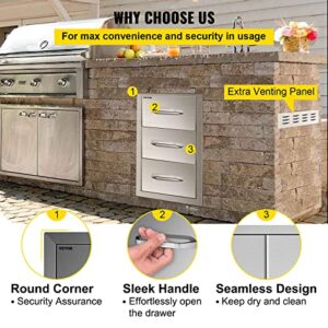 VEVOR Triple Access BBQ Island Drawers with Chrome Handle - Stainless Steel for Outdoor Kitchen