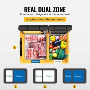 BougeRV 12 Volt Car Refrigerator Dual Zone, Portable Freezer Fridge for RV, Van, and Camping Trips