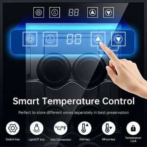 KingChii 12 Bottle Thermoelectric Wine Cooler Refrigerator, Stainless Steel & Tempered Glass Design for Wine Storage