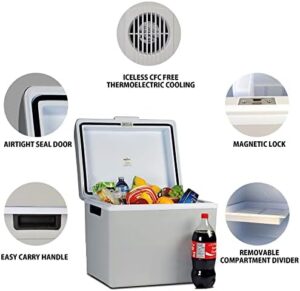 Koolatron Electric Cooler & Warmer with handle, ideal for vehicles and trucks, portable thermoelectric fridge for camping and travel.