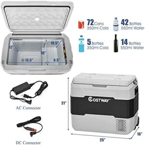 Costway Car Refrigerator Portable 53 Quarts AC/DC Compressor Freezer Cooler, with Telescopic Handle and Temperature Range from -4°F to 50°F