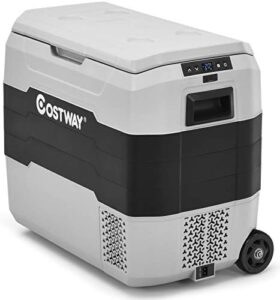 Costway Car Refrigerator Portable 53 Quarts AC/DC Compressor Freezer Cooler, with Telescopic Handle and Temperature Range from -4°F to 50°F