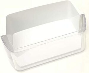 OEM Samsung Refrigerator Door Bin Basket Shelf Tray for RF220NCTASR, RF220NCTASR/AA, RF220NCTASR/AA-0001 installed in a refrigerator door