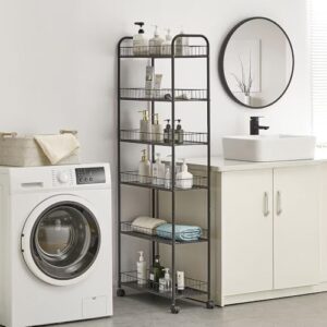 10'' Slim Storage Cart with Wheels, ideal for narrow spaces like kitchen, bathroom, and office