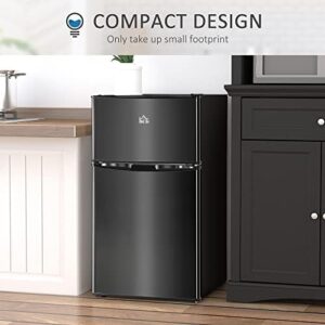 HOMCOM Mini Fridge with Freezer - Compact and stylish black refrigerator perfect for bedrooms, dorms, or kitchens