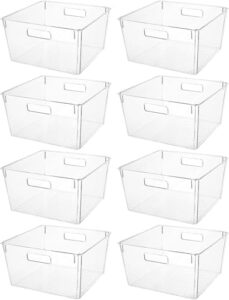 Clear Extra Large Plastic Storage Bins for kitchen and pantry organization 