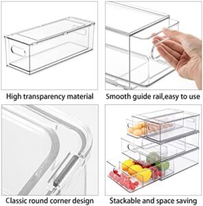 MineSign 9 Pack Stackable Refrigerator Organizer Bins – Clear plastic bins with handles for fridge organization