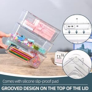 Aminigram 8 Pack Stackable Storage Drawers Bins with Lids and Partitions for Home Office Kitchen and School Organization