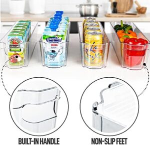 Zulay Refrigerator Bins - 4 Pack Narrow 14.5in x 4.3in, perfect for kitchen organization and space-saving storage